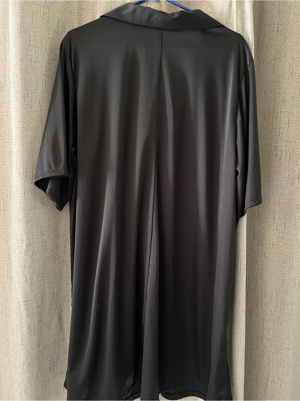 Women’s Black Satin-Look Short Sleeve Tunic Dress - Picture 2 of 2